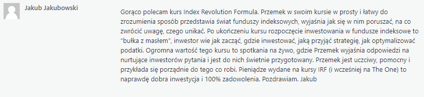 Recenzja Index Revolution Formula Jakub