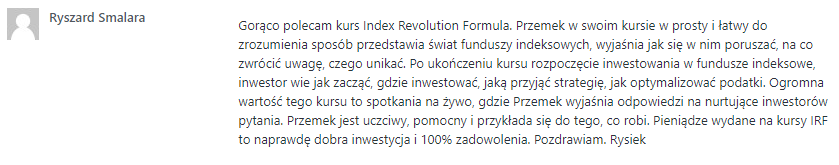 Recenzja Index Revolution Formula Ryszard