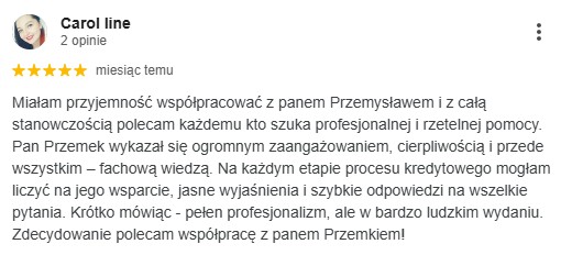 Opinia Karoliny współpraca kredyt hipoteczny z Przemysławem Wojewododą